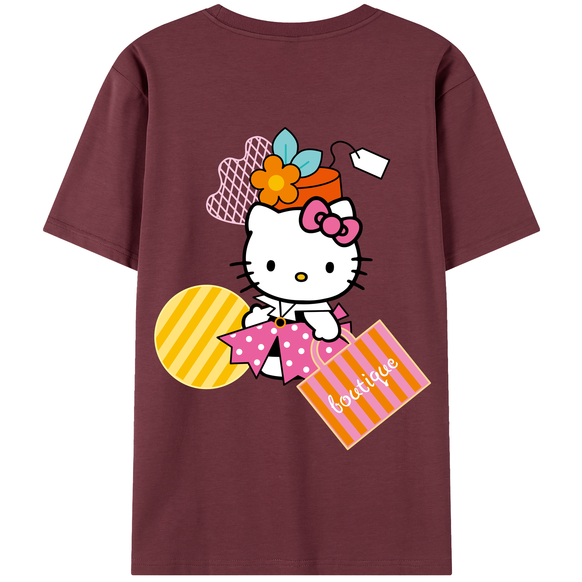 （画像用） Hello Kitty ハローキティ 綿100％半袖Tシャツ（背面プリント）